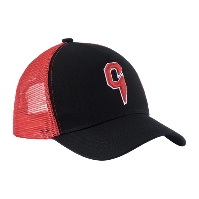 C cap red black mesh