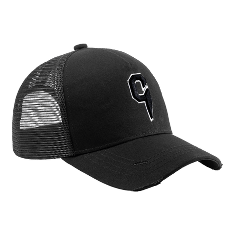 C logo cap full black white outlined